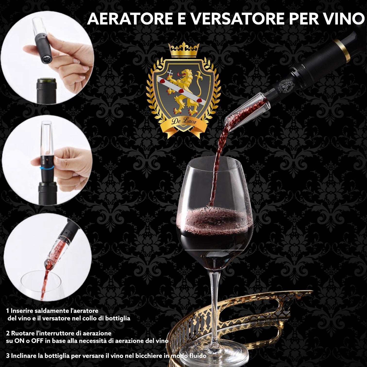 Aeratore e vesatore per vino De Luca – De Luca
