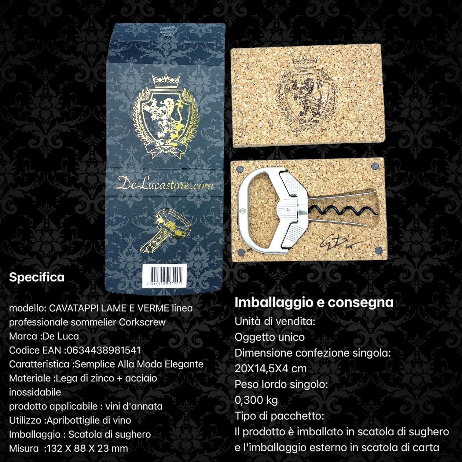 Cavatappi A Lamine Per Vini Vecchi - Nero, Estrazione Delicata Tappi - Foto 6